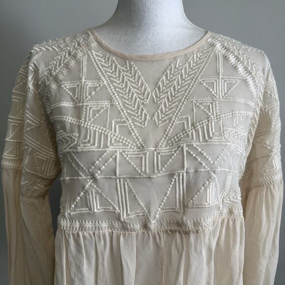 Sundance Womens Semi Sheer Blouse Size Small Coquette Peasant Ethereal Silk - Picture 4 of 6